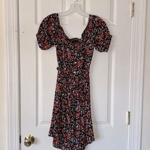 Forever 21 Bright Florals on a black background dress - size L